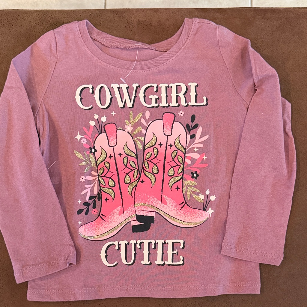 The Children’s Place Girls' Pink 'Cowgirl Cutie' Graphic Long-Sleeve Top Sz 2t N